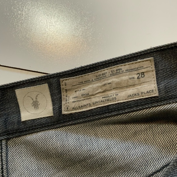 Allsaints Spitalfields Quarry Split Gray Button Fly Tapered Denim Jeans - Picture 8 of 12